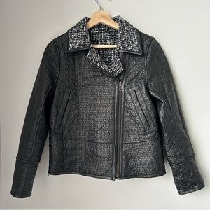 Norah Sue Reversible Leather and Tweed Jacket